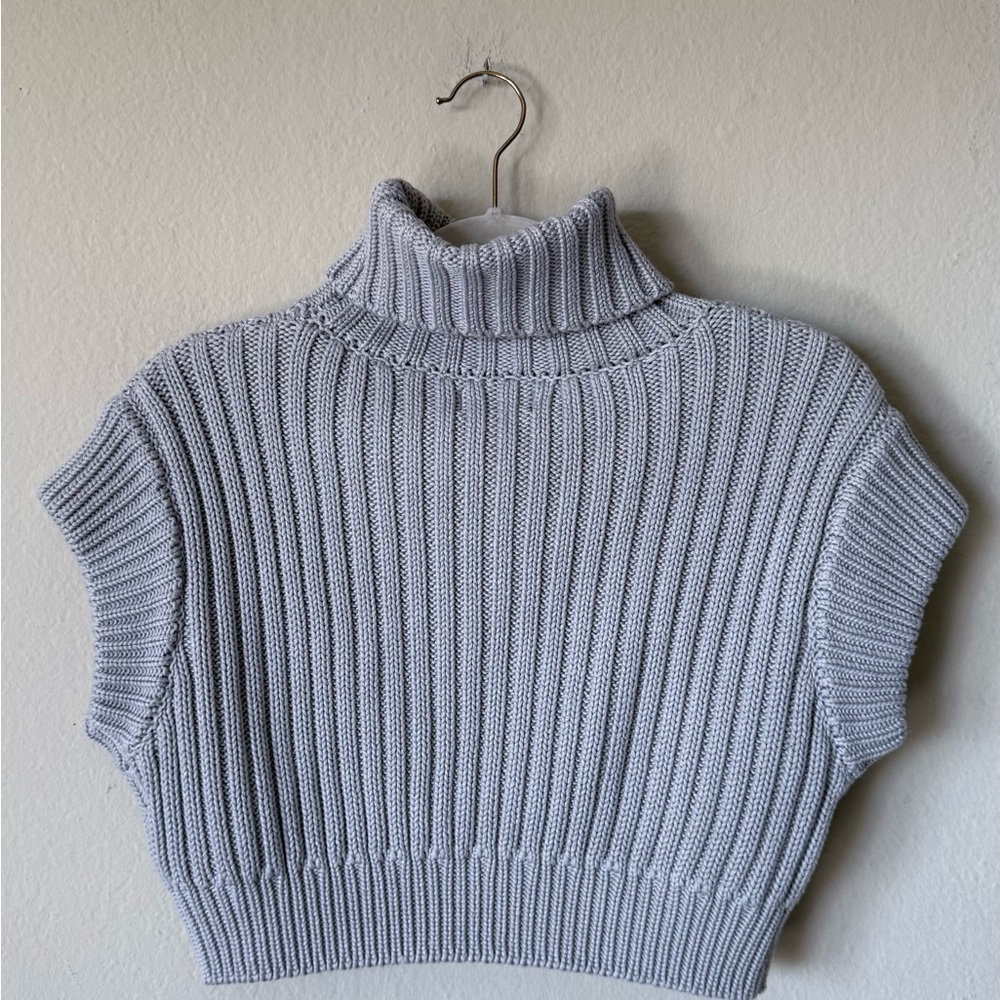 Naked Wardrobe Gray Sweater Cropped Ribbed Turtleneck Size M - Picture 5 of 7